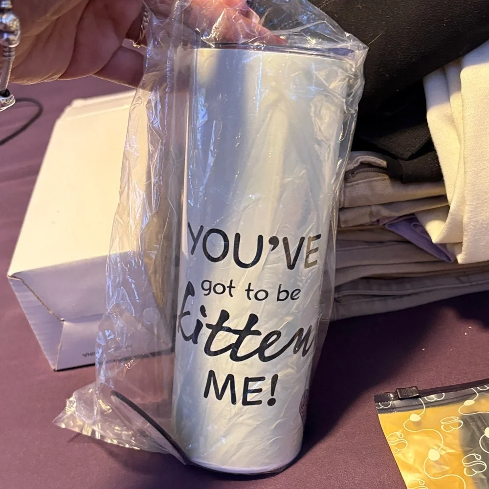 Cute Cat Tumbler with Cartoon Design
